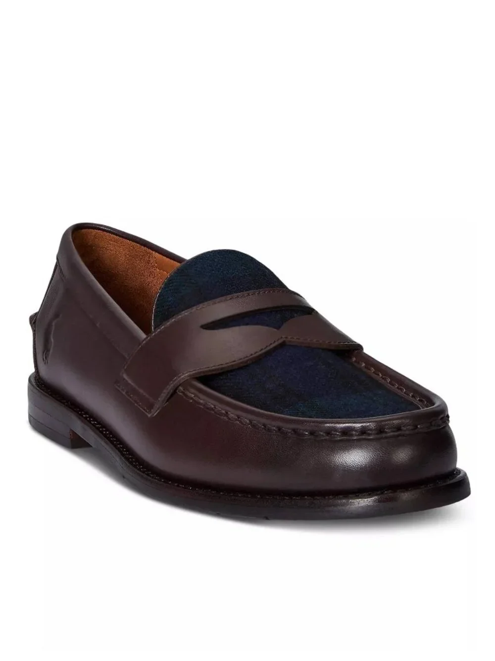 NEW Polo Ralph Lauren Men's Alston Leather & Plaid Wool Penny Loafers - Size 9M